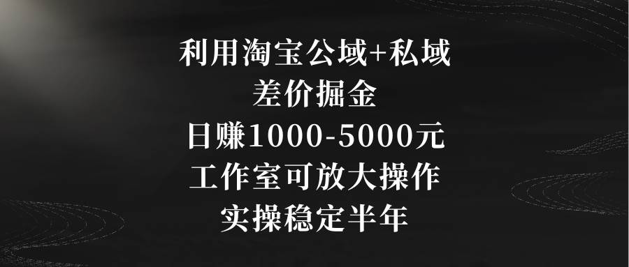 利用淘宝公域+私域差价掘金,日赚1000-5000元,工作室可放大操作,实操…搞钱项目网-网创项目资源站-副业项目-创业项目-搞钱项目搞钱项目网