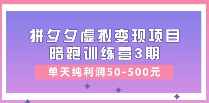 某收费培训《拼夕夕虚拟变现项目陪跑训练营3期》单天纯利润50-500元搞钱项目网-网创项目资源站-副业项目-创业项目-搞钱项目搞钱项目网
