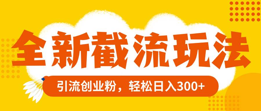 全新截流玩法,精准引流创业粉,轻松日入300+搞钱项目网-网创项目资源站-副业项目-创业项目-搞钱项目搞钱项目网