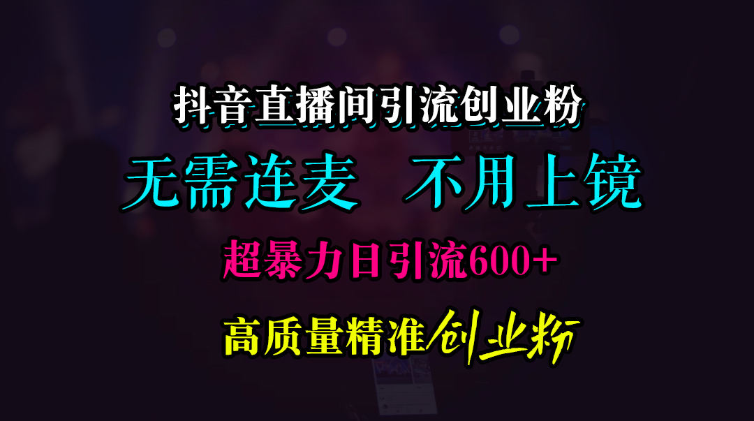 抖音直播间引流创业粉,无需连麦、无需上镜,超暴力日引流600+高质量精准创业粉搞钱项目网-网创项目资源站-副业项目-创业项目-搞钱项目搞钱项目网