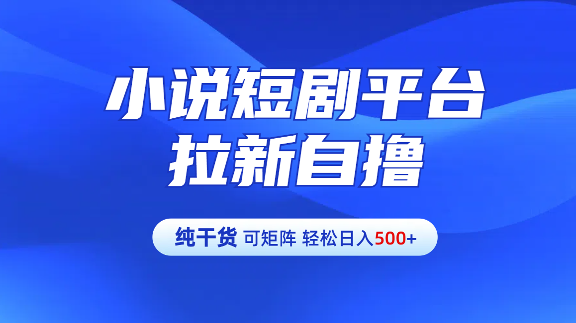 【纯干货】小说短剧平台拉新自撸玩法详解-单人轻松日入500+搞钱项目网-网创项目资源站-副业项目-创业项目-搞钱项目搞钱项目网