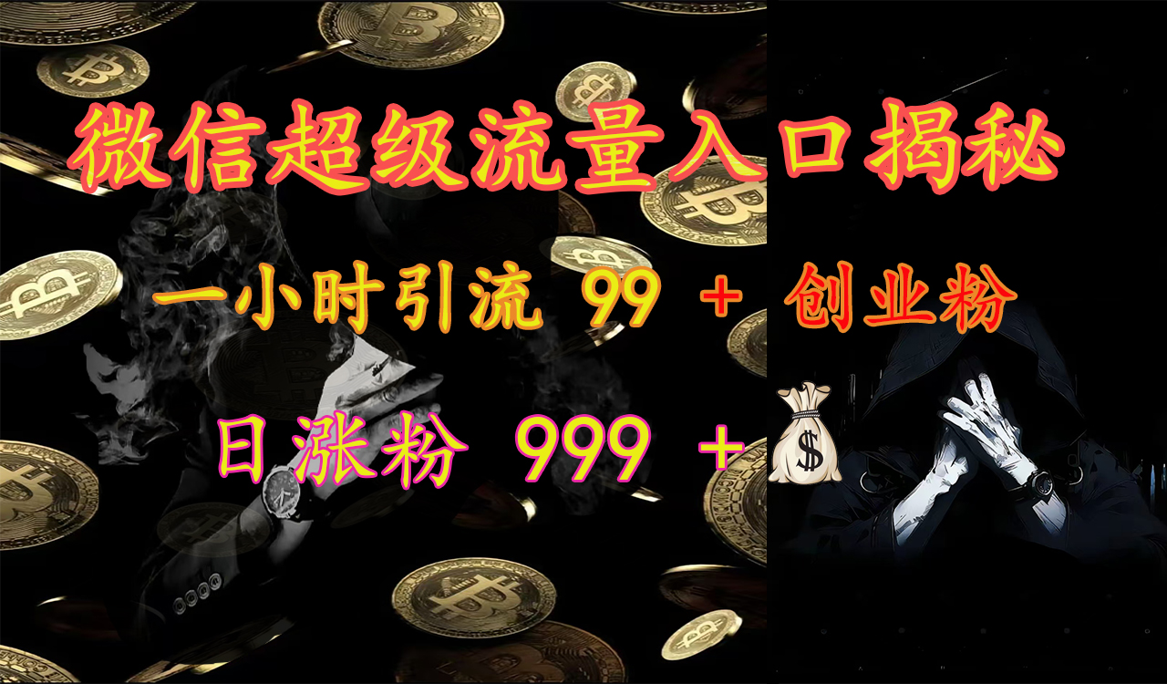 微信超级流量入口揭秘：一小时引流 99 + 创业粉，日涨粉 999 +【揭秘】搞钱项目网-网创项目资源站-副业项目-创业项目-搞钱项目搞钱项目网