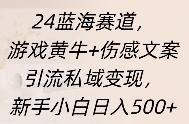 24蓝海赛道，游戏黄牛+伤感文案引流私域变现，新手日入500+搞钱项目网-网创项目资源站-副业项目-创业项目-搞钱项目搞钱项目网