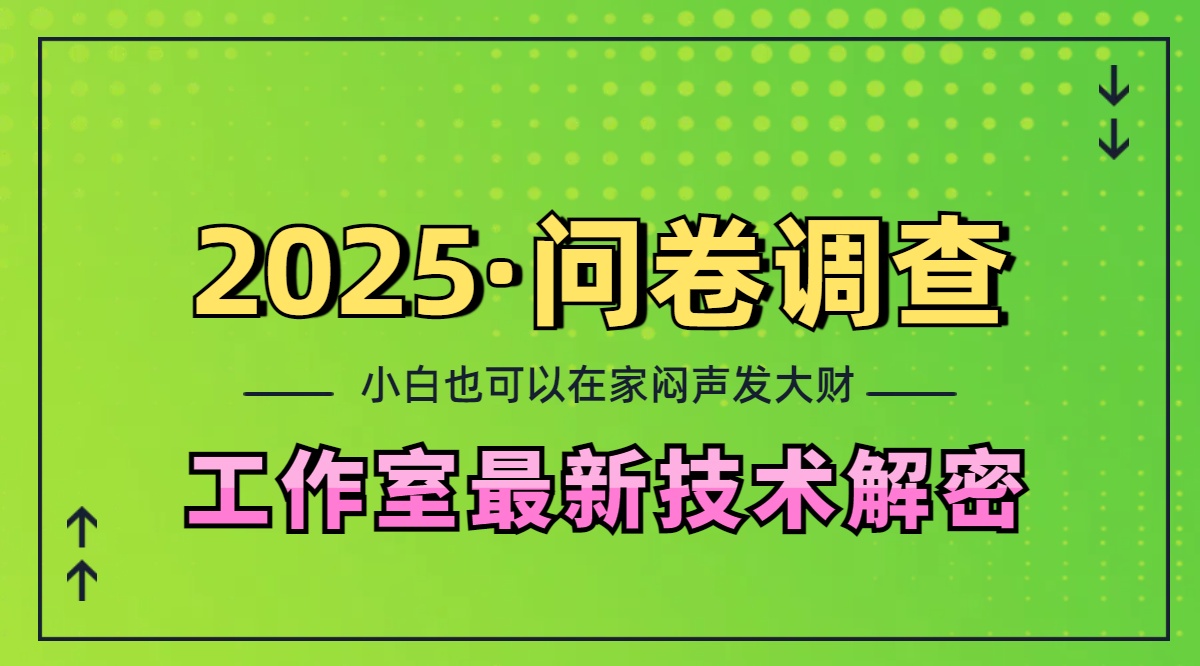 2025《问卷调查》最新工作室技术解密:一个人在家也可以闷声发大财,小白一天200+,可矩阵放大搞钱项目网-网创项目资源站-副业项目-创业项目-搞钱项目搞钱项目网