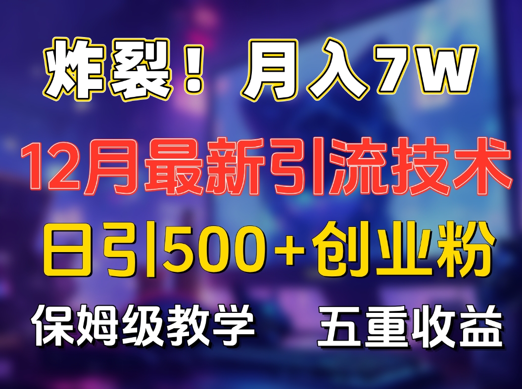 炸裂!月入7W+揭秘12月最新日引流500+精准创业粉,多重收益保姆级教学搞钱项目网-网创项目资源站-副业项目-创业项目-搞钱项目搞钱项目网