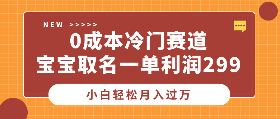 0成本冷门赛道，宝宝取名一单利润299，小白轻松月入过万搞钱项目网-网创项目资源站-副业项目-创业项目-搞钱项目搞钱项目网
