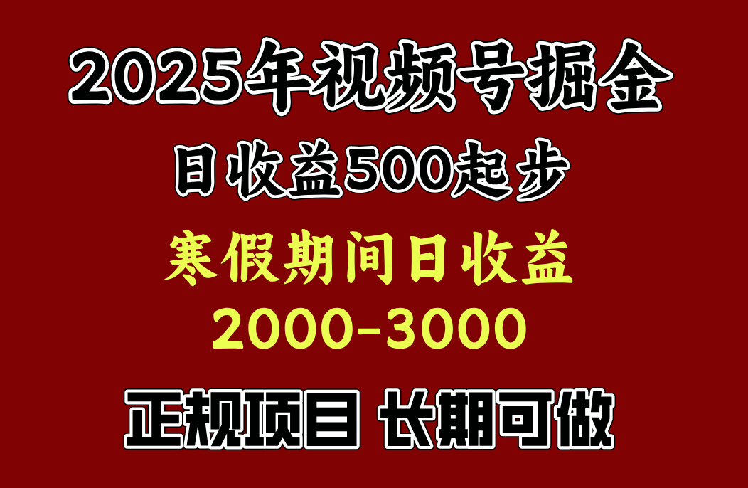 最新视频号项目，单账号日收益500起步，寒假期间日收益2000-3000左右，搞钱项目网-网创项目资源站-副业项目-创业项目-搞钱项目搞钱项目网
