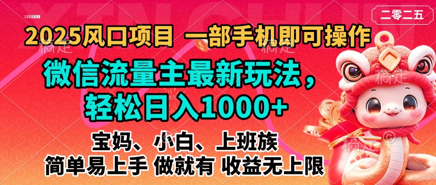 2025蓝海风口项目，微信流量主最新玩法，轻松日入1000+，简单易上手，做就有 收益无上限搞钱项目网-网创项目资源站-副业项目-创业项目-搞钱项目搞钱项目网