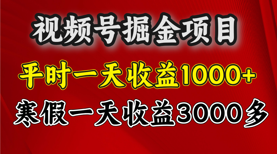 视频号掘金项目，寒假一天收益3000多搞钱项目网-网创项目资源站-副业项目-创业项目-搞钱项目搞钱项目网