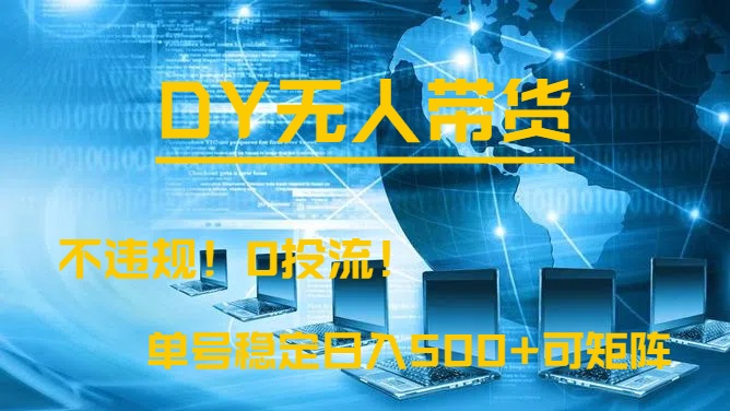 DY无人直播带货，不违规，0投流，操作简单，单号稳定日入500+可矩阵搞钱项目网-网创项目资源站-副业项目-创业项目-搞钱项目搞钱项目网