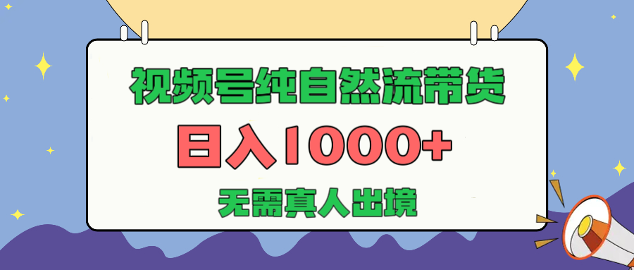 视频号纯自然流带货,日入1000+,无需真人出境,新手小白也可操作搞钱项目网-网创项目资源站-副业项目-创业项目-搞钱项目搞钱项目网