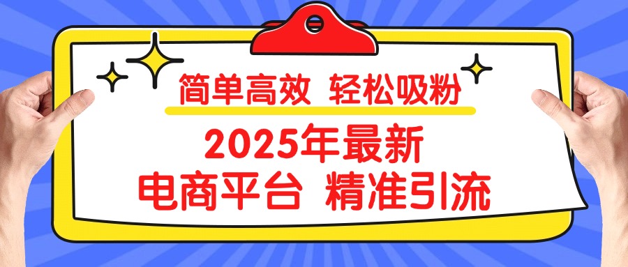 2025年最新电商平台精准引流 简单高效 轻松吸粉搞钱项目网-网创项目资源站-副业项目-创业项目-搞钱项目搞钱项目网