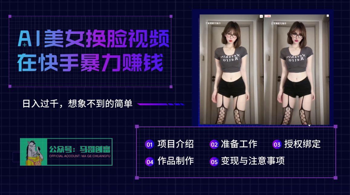 AI批量生成美女换脸视频,结合抖音快手暴利赚钱,通过此方法拉新日入过千搞钱项目网-网创项目资源站-副业项目-创业项目-搞钱项目搞钱项目网