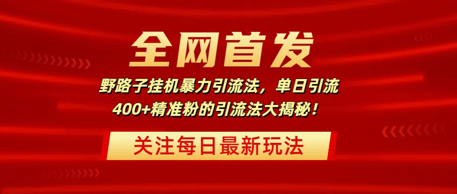 全网首发，野路子挂机暴力引流法，单日引流400+精准粉的引流法大揭秘！搞钱项目网-网创项目资源站-副业项目-创业项目-搞钱项目搞钱项目网