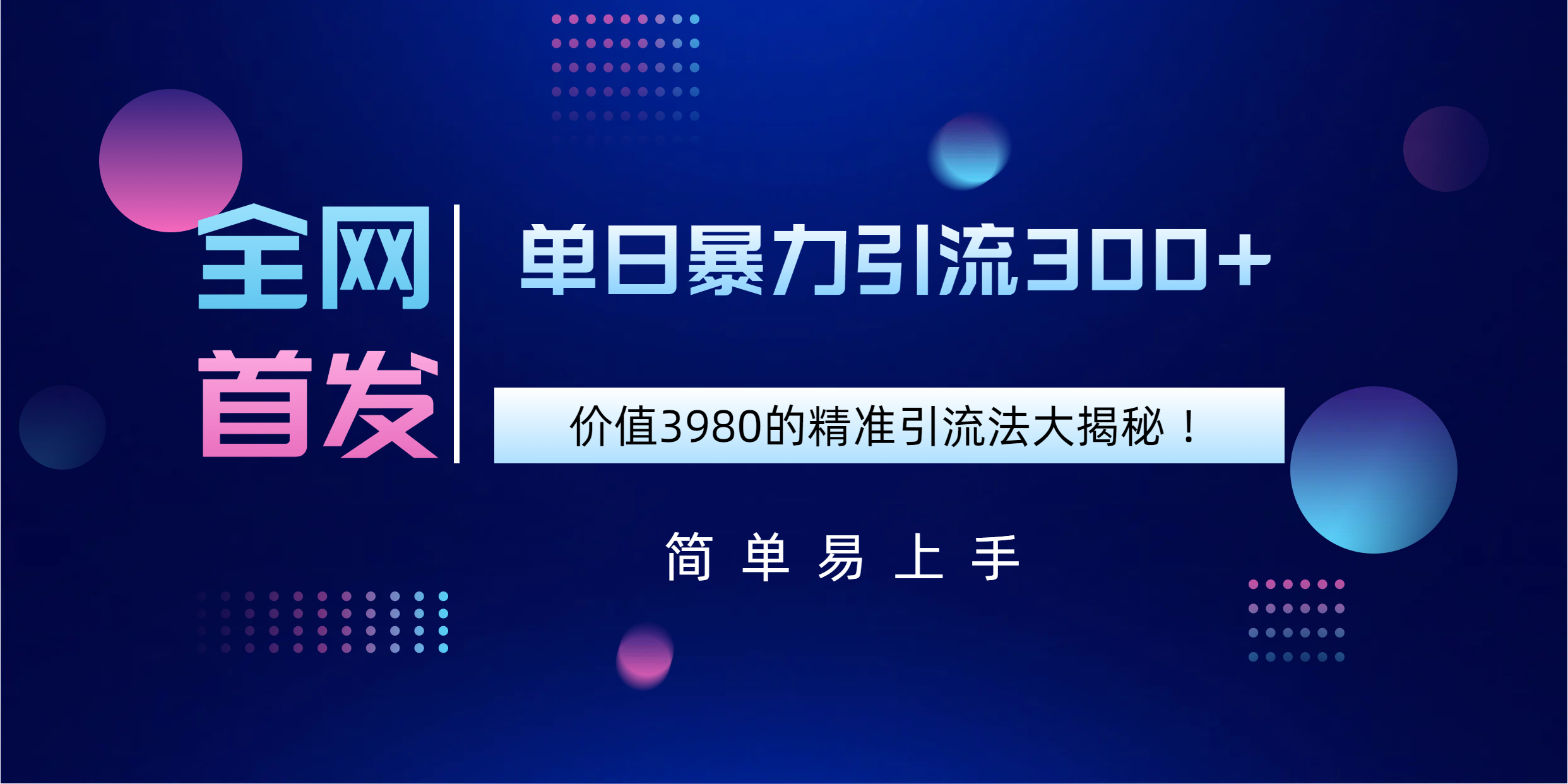 全网首发，价值3980单日暴力引流300+的精准引流法大揭秘！搞钱项目网-网创项目资源站-副业项目-创业项目-搞钱项目搞钱项目网