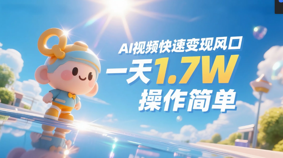 《Ai视频变现风口，一天1.7W，收入无上限，操作简单》搞钱项目网-网创项目资源站-副业项目-创业项目-搞钱项目搞钱项目网