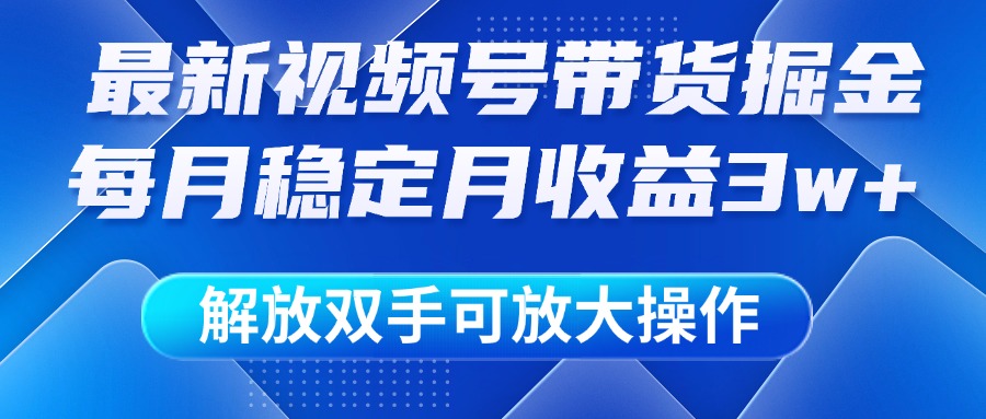 最新视频号带货掘金项目，每月稳定月收益3w+，解放双手，可放大操作搞钱项目网-网创项目资源站-副业项目-创业项目-搞钱项目搞钱项目网