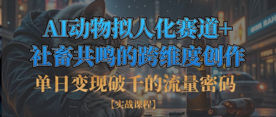 单日变现破千的流量密码,AI动物拟人化赛道+社畜共鸣的跨维度创作搞钱项目网-网创项目资源站-副业项目-创业项目-搞钱项目搞钱项目网