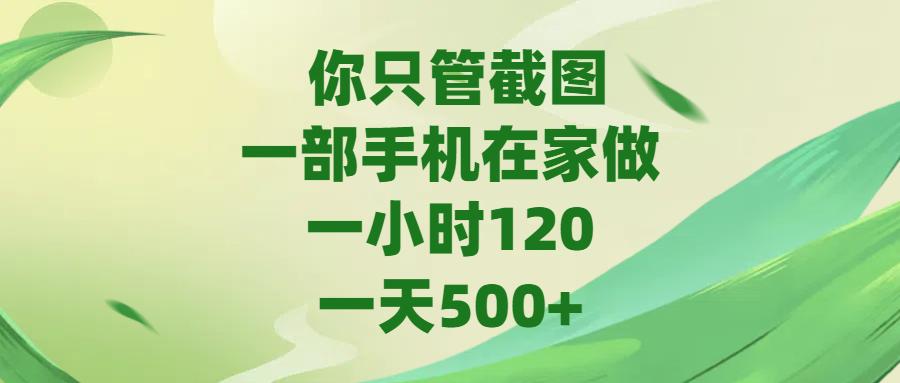 你只管截图，一部手机在家做，一小时120，一天500+搞钱项目网-网创项目资源站-副业项目-创业项目-搞钱项目搞钱项目网