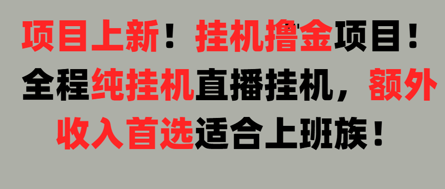项目上新！挂机撸金项目！全程纯挂机直播挂机，额外收入首选，适合上班族！搞钱项目网-网创项目资源站-副业项目-创业项目-搞钱项目搞钱项目网