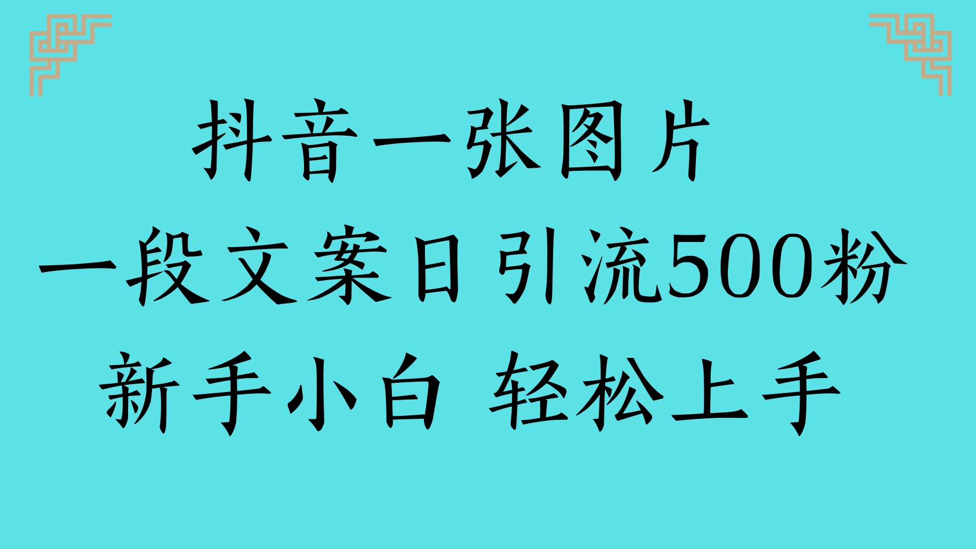 抖音一张图片 一段文案日引流500粉新手小白 轻松上手搞钱项目网-网创项目资源站-副业项目-创业项目-搞钱项目搞钱项目网