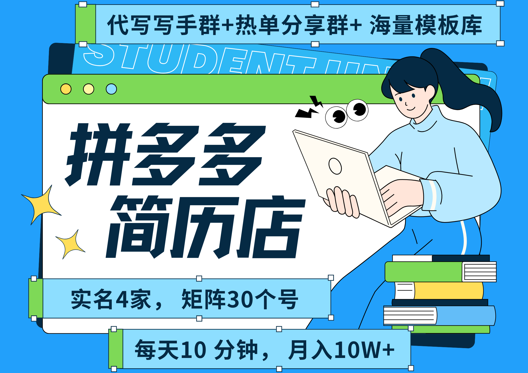 拼多多 虚拟资料 简历 海报代写 全SOP流程 毫无保留分享（含后端资料以及代写渠道）每天十分钟 每人实名四个店  矩阵30个账号  轻轻松松 月入10W搞钱项目网-网创项目资源站-副业项目-创业项目-搞钱项目搞钱项目网