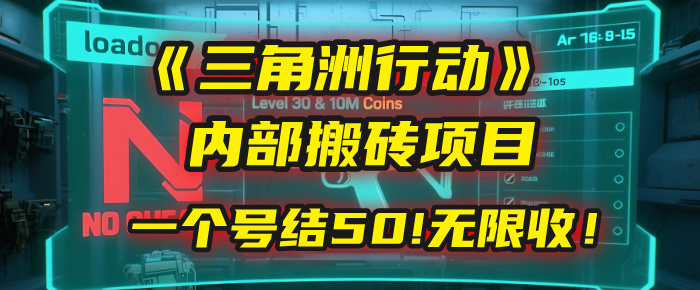 《三角洲行动》内部搬砖项目：打一个号，结50块，无限收！搞钱项目网-网创项目资源站-副业项目-创业项目-搞钱项目搞钱项目网