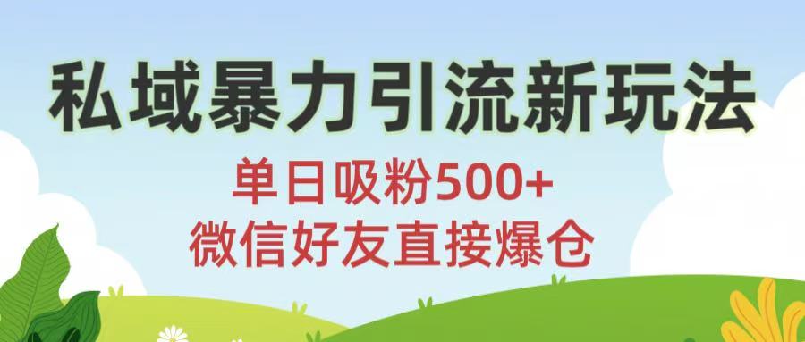 私域暴力引流新玩法!单日吸粉500+，微信好友直接爆仓搞钱项目网-网创项目资源站-副业项目-创业项目-搞钱项目搞钱项目网
