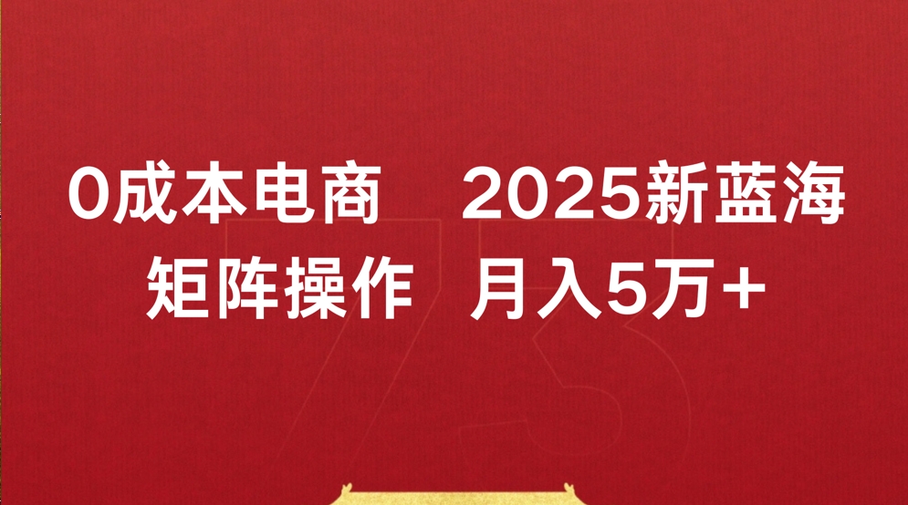 0成本电商2025新蓝海矩阵操作 月入5万+搞钱项目网-网创项目资源站-副业项目-创业项目-搞钱项目搞钱项目网