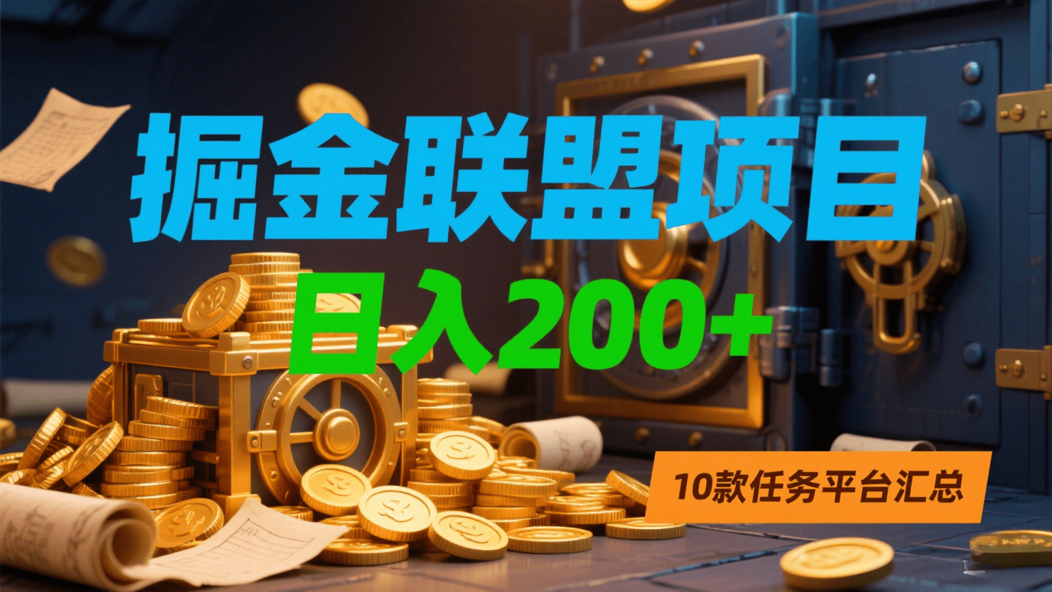 掘金联盟项目,日入200+,10款任务平台汇总搞钱项目网-网创项目资源站-副业项目-创业项目-搞钱项目搞钱项目网