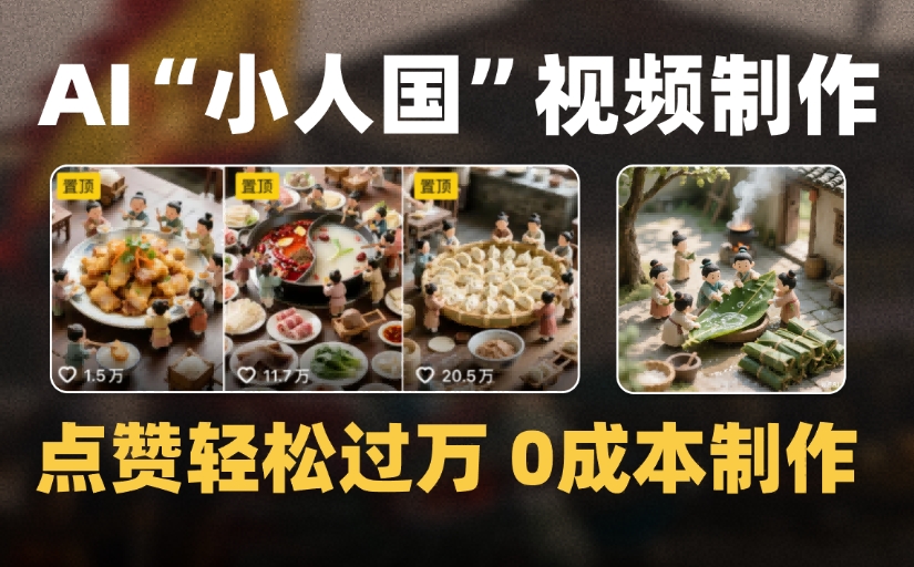 爆款1000W+微缩景观迷你小人国AI视频,0成本制作全流程教学搞钱项目网-网创项目资源站-副业项目-创业项目-搞钱项目搞钱项目网