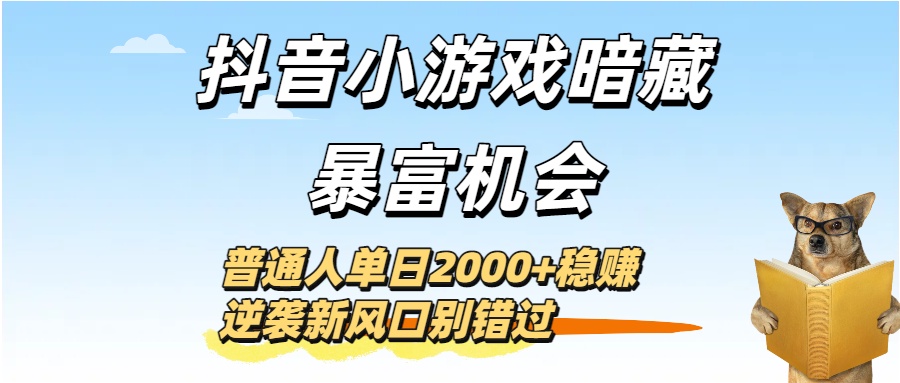 抖音小游戏暗藏暴富机会！普通人单日2000+稳赚，逆袭新风口别错过搞钱项目网-网创项目资源站-副业项目-创业项目-搞钱项目搞钱项目网