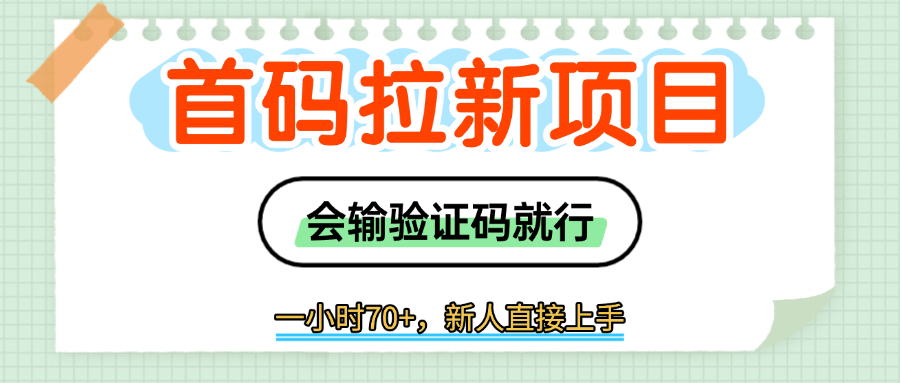 首码拉新,会输入验证码就行,一小时70+搞钱项目网-网创项目资源站-副业项目-创业项目-搞钱项目搞钱项目网
