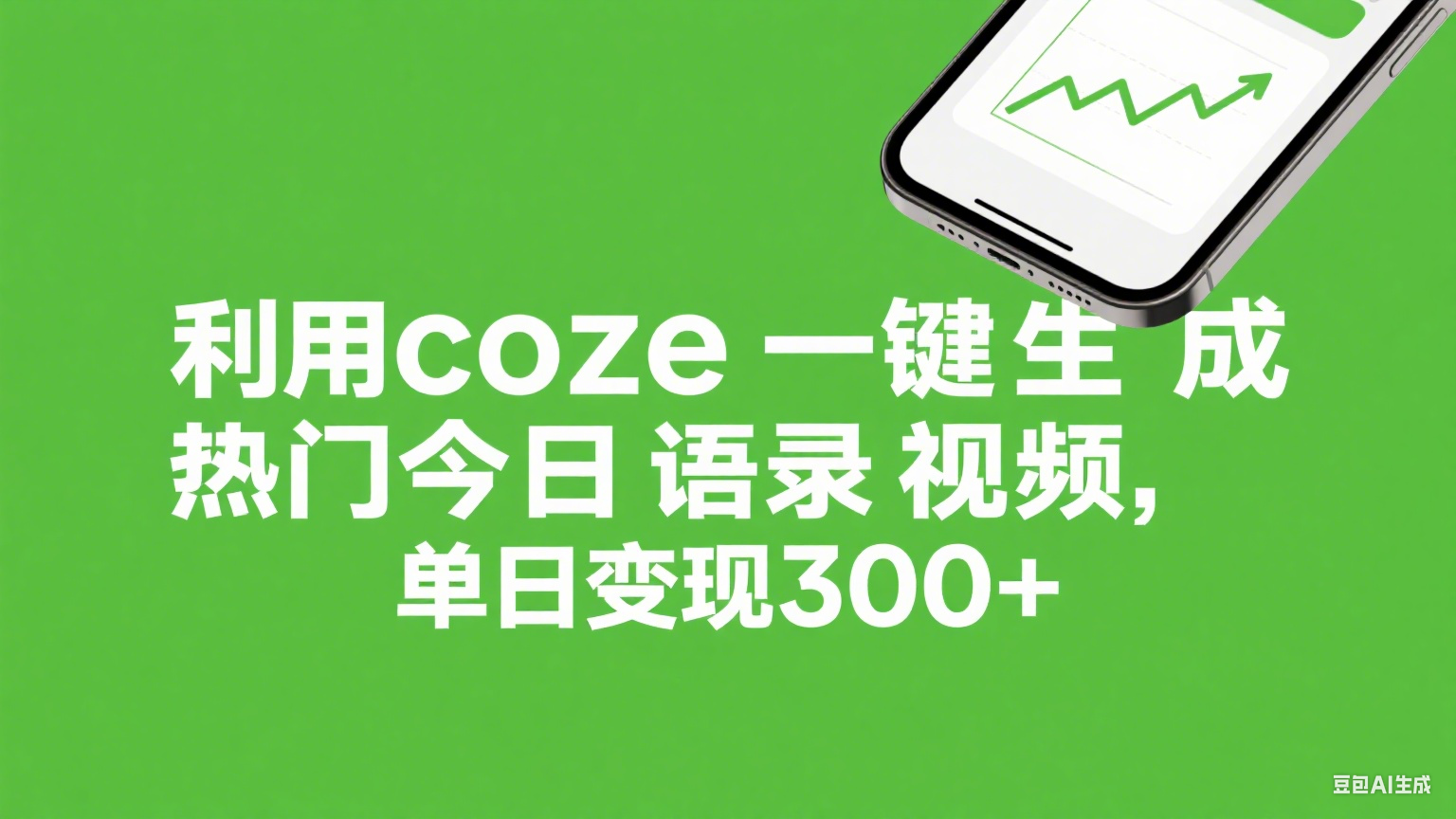 利用coze一键生成热门今日语录视频,单日变现300+搞钱项目网-网创项目资源站-副业项目-创业项目-搞钱项目搞钱项目网