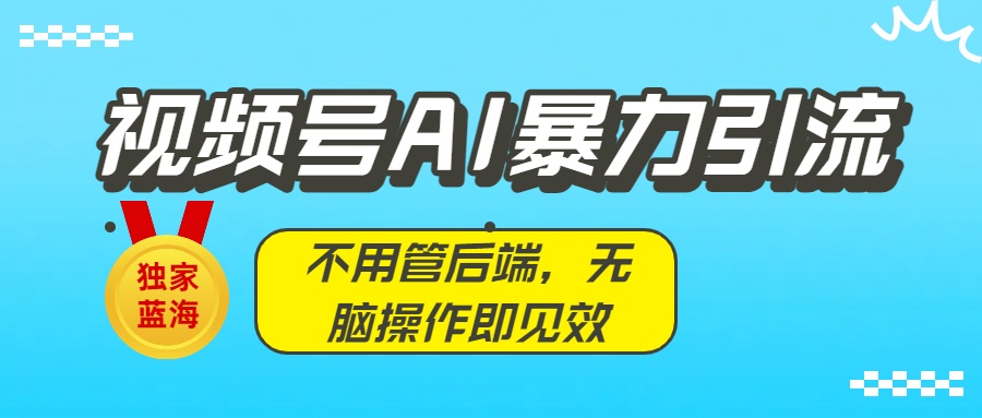 独家蓝海！视频号AI暴力引流：不用管后端，无脑操作即见效搞钱项目网-网创项目资源站-副业项目-创业项目-搞钱项目搞钱项目网