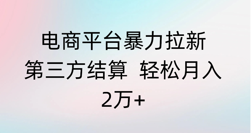 电商平台暴力拉新第三方结算 轻松月入2万+搞钱项目网-网创项目资源站-副业项目-创业项目-搞钱项目搞钱项目网