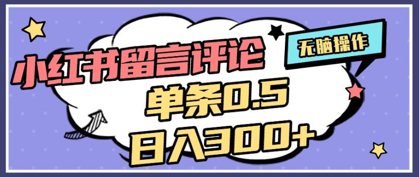 2025年最新小红书评论单条0.5元，日入300＋，无上限，详细操作流程搞钱项目网-网创项目资源站-副业项目-创业项目-搞钱项目搞钱项目网