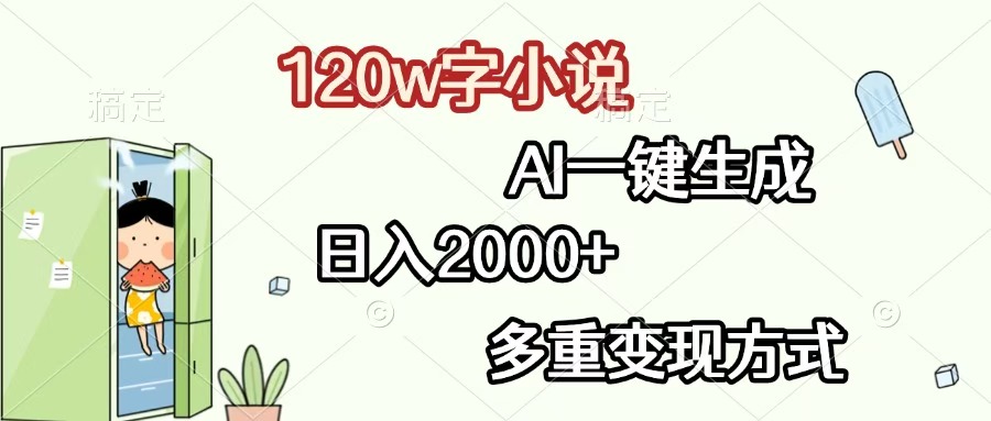 120w字小说，AI一键生成，日入2000+，多重变现方式搞钱项目网-网创项目资源站-副业项目-创业项目-搞钱项目搞钱项目网
