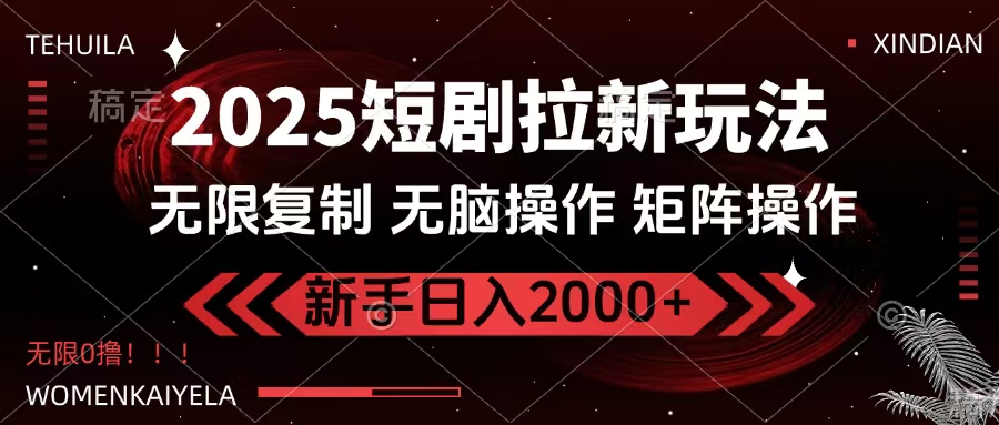 2025短剧拉新玩法，无需注册登录，无限0撸，无脑批量操作日入2000+搞钱项目网-网创项目资源站-副业项目-创业项目-搞钱项目搞钱项目网