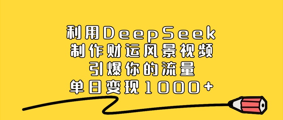 利用DeepSeek制作财运风景视频,引爆视频流量,单日变现1000+搞钱项目网-网创项目资源站-副业项目-创业项目-搞钱项目搞钱项目网