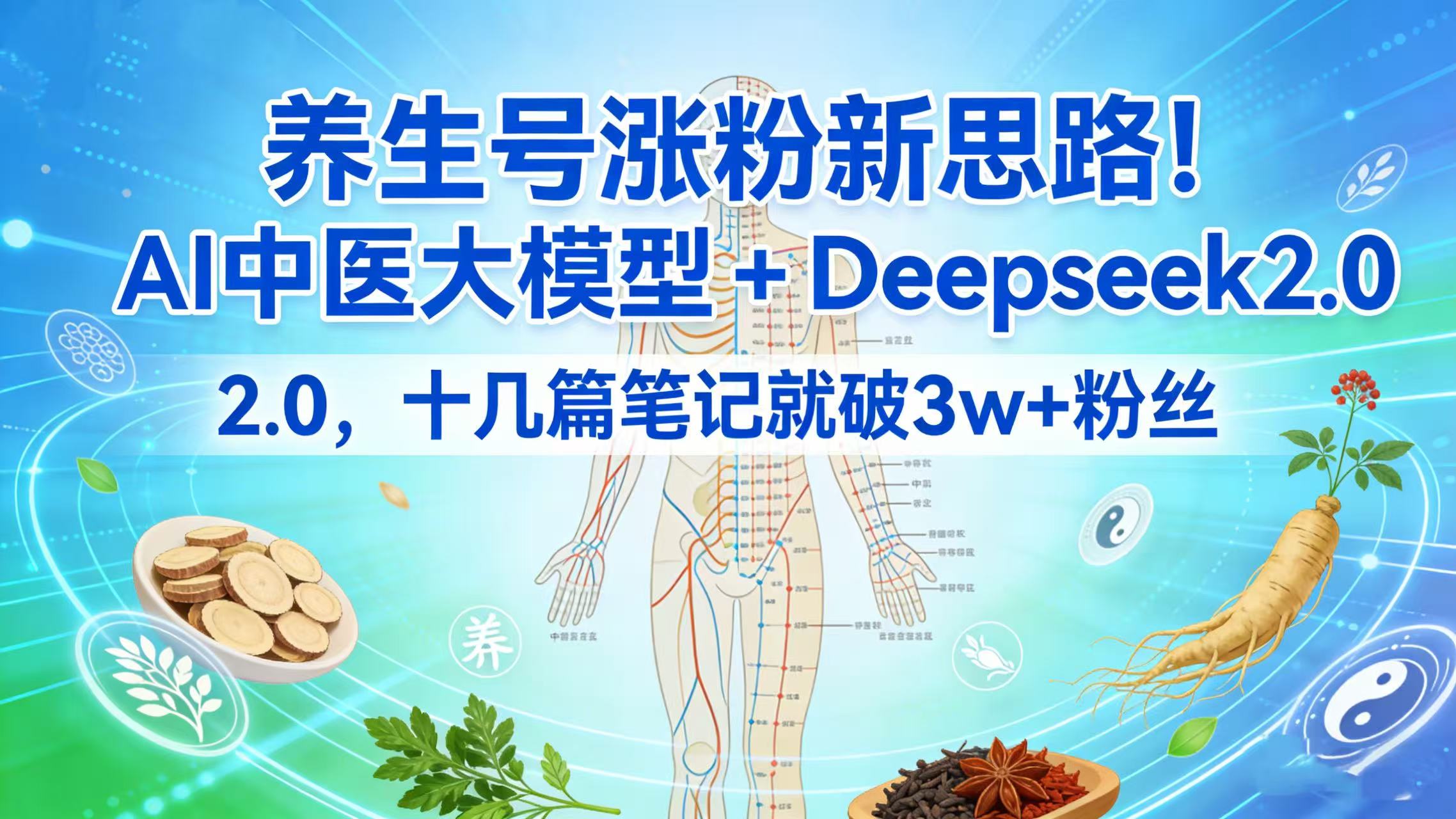 养生号涨粉新思路！AI 中医大模型 + Deepseek 2.0，十几篇笔记就破 3w + 粉丝搞钱项目网-网创项目资源站-副业项目-创业项目-搞钱项目搞钱项目网