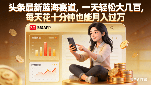 头条最新蓝海赛道，一天轻松大几百，每天花十分钟也能月入过万搞钱项目网-网创项目资源站-副业项目-创业项目-搞钱项目搞钱项目网