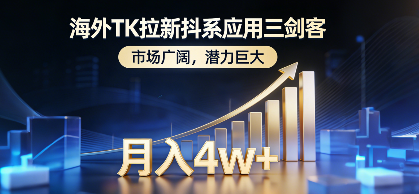 2026海外TK拉新抖系应用三剑客，市场广阔，潜力巨大，月入4w+搞钱项目网-网创项目资源站-副业项目-创业项目-搞钱项目搞钱项目网
