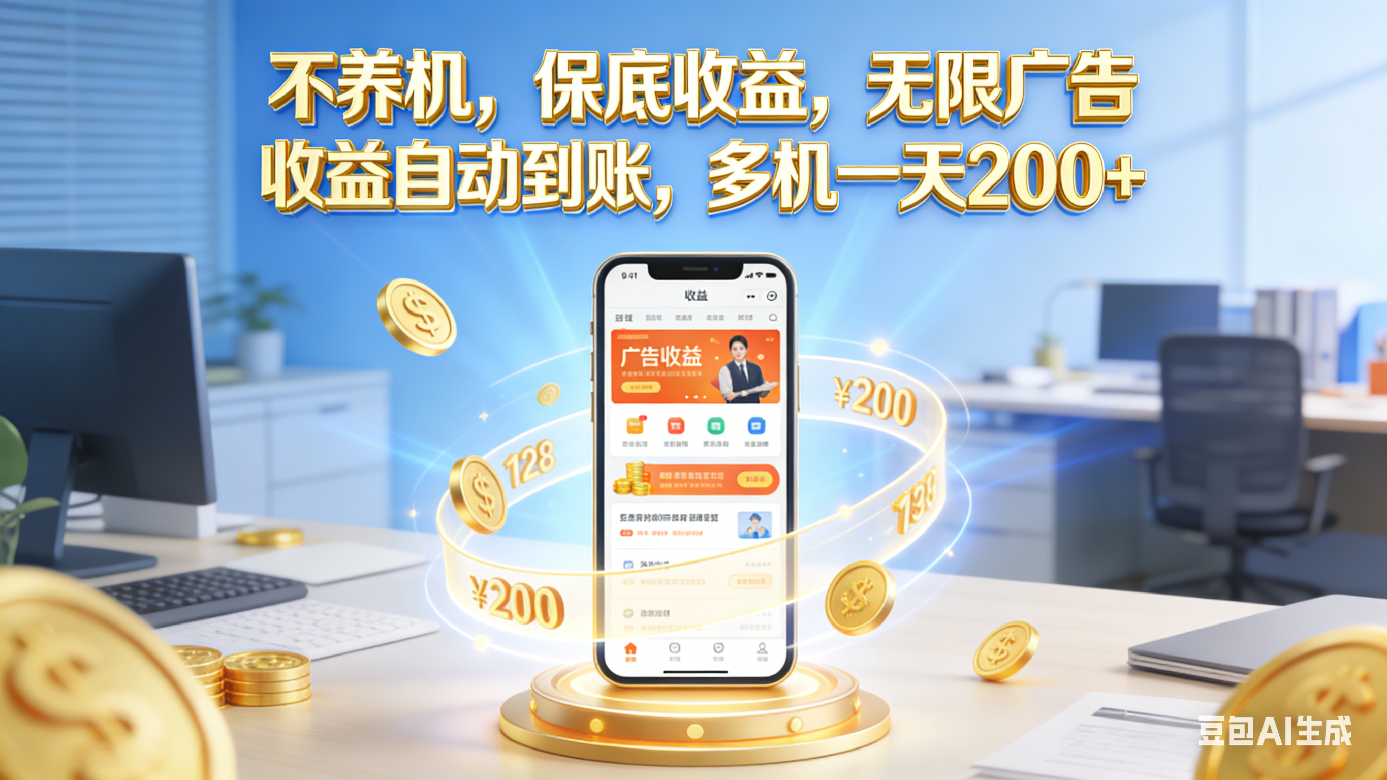 不养机，保底收益，无限广告，收益自动到账，多机一天200+搞钱项目网-网创项目资源站-副业项目-创业项目-搞钱项目搞钱项目网