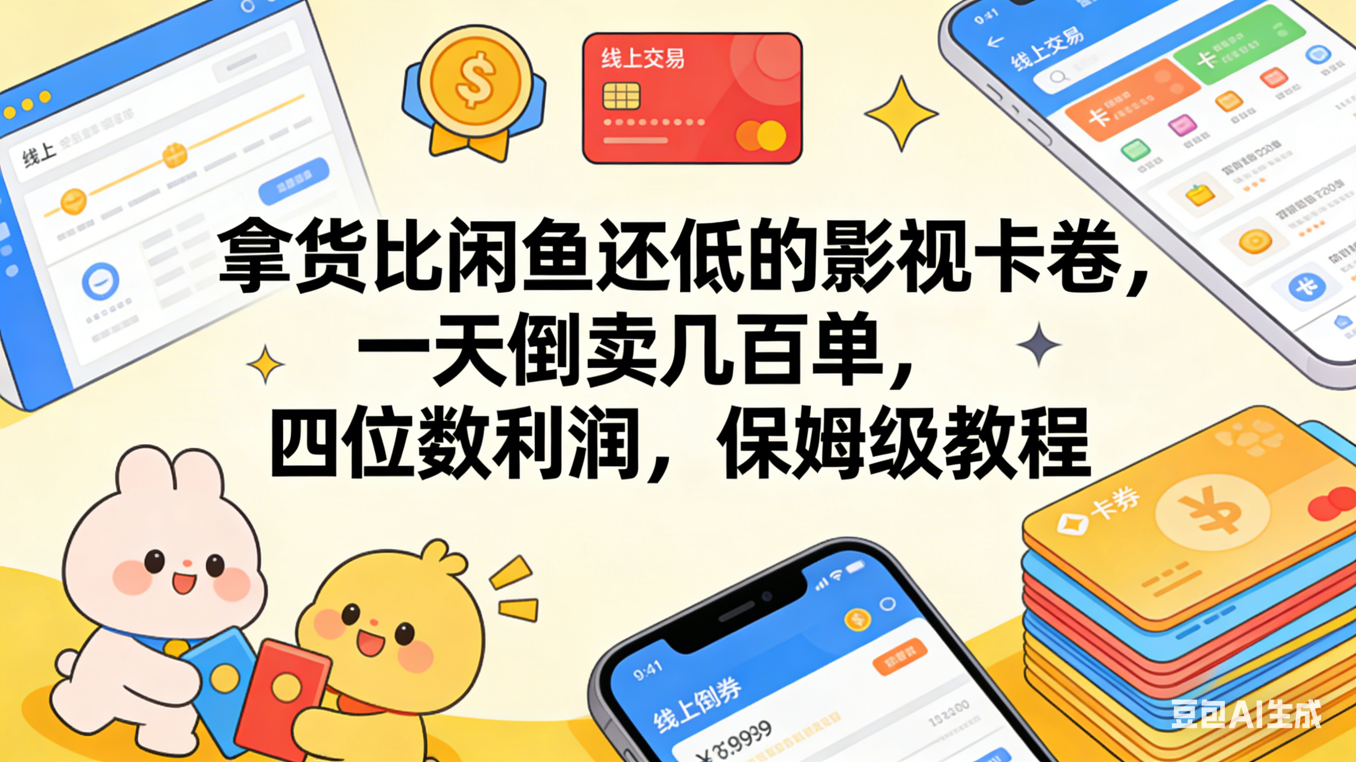 拿货比闲鱼还低的影视卡卷，一天倒卖几百单，四位数利润，保姆级教程搞钱项目网-网创项目资源站-副业项目-创业项目-搞钱项目搞钱项目网